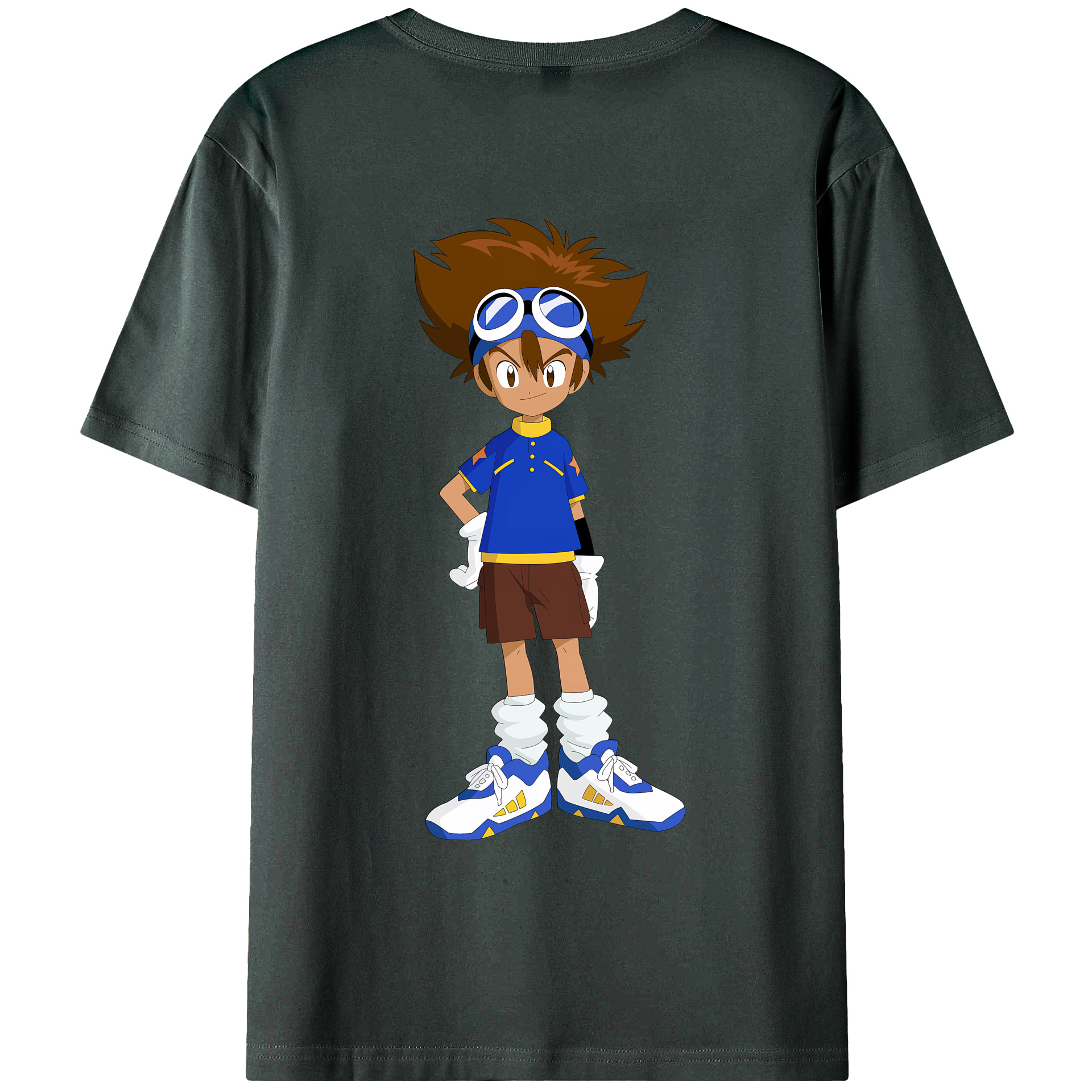 （画像用） Digimon デジタルモンスター/デジモン 綿100％ メンズ半袖Tシャツ（バックプリント） 通気性
